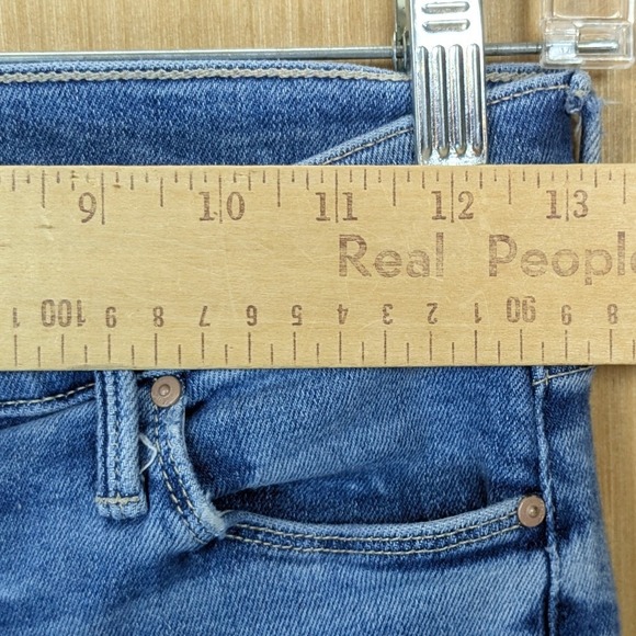 Mother The Mid Rise Dazzler Ankle Fray High Waisted Jeans Blue Raw Hem Womens 27 - Picture 6 of 11